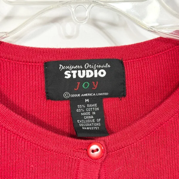 Studio Joy Medium Sweater Red Snowman‎ Holiday Ugly Christmas Cardigan 699 - Image 3
