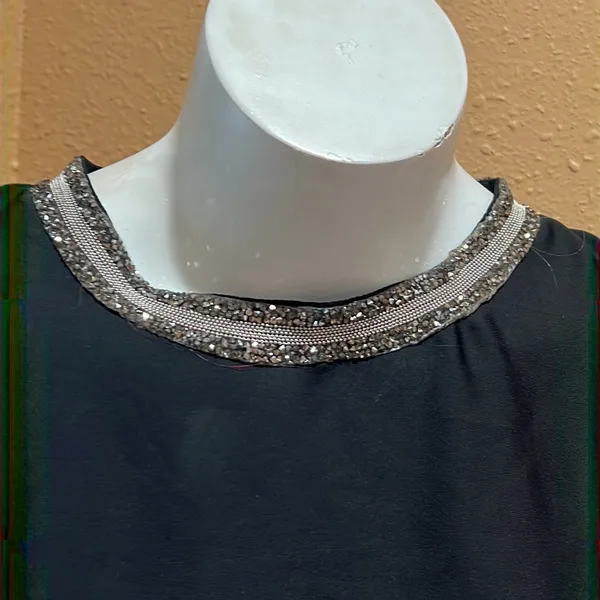Zara black layered jeweled collared blouse - Image 3
