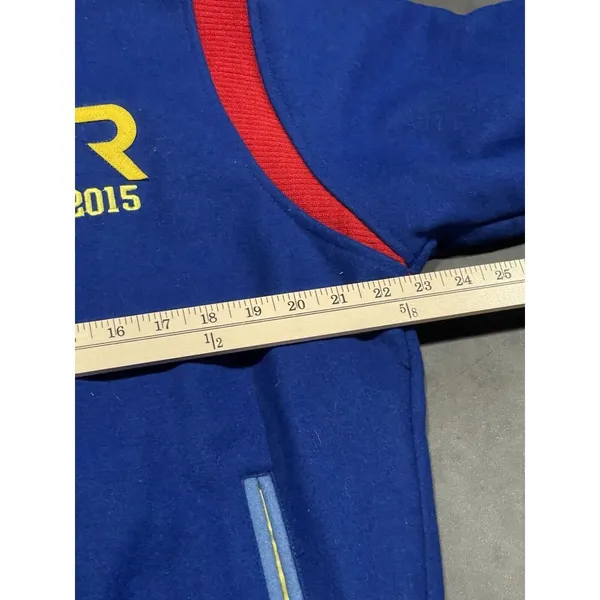 Men's Button Up Reloaded Blue /yellow/red Wool Varsity‎ Jacket Med. B-Q - Image 6