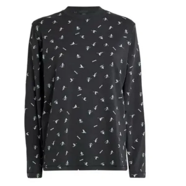 SKIMS Boyfriend Long Sleeve T-shirt in Washed Onyx Ski Print Size XL - Image 5