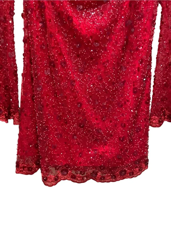 For Love & Lemons Gwendolyn Red Sequin Open Back Mini Dress Women’s Size Medium - Image 5