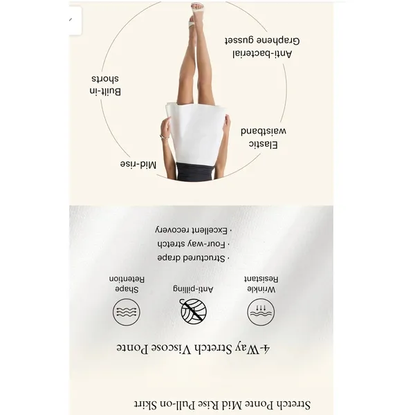 OGL White Stretch Ponte Mid Rise Pull On Pleated A Line Mini Skirt Women Size S - Image 3