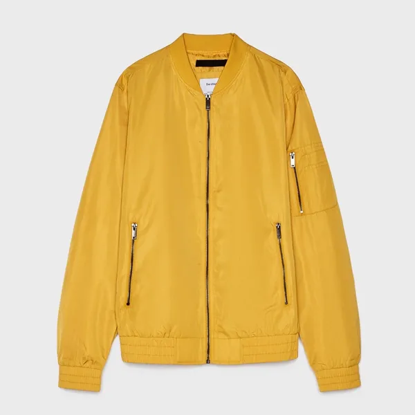 NWT Bershka Yellow Satin Bomber Jacket Large - Image 2