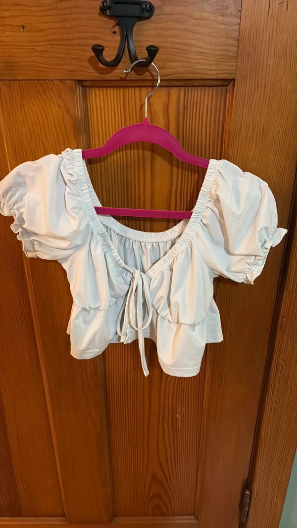 Shein White Tie Top Crop - Image 2