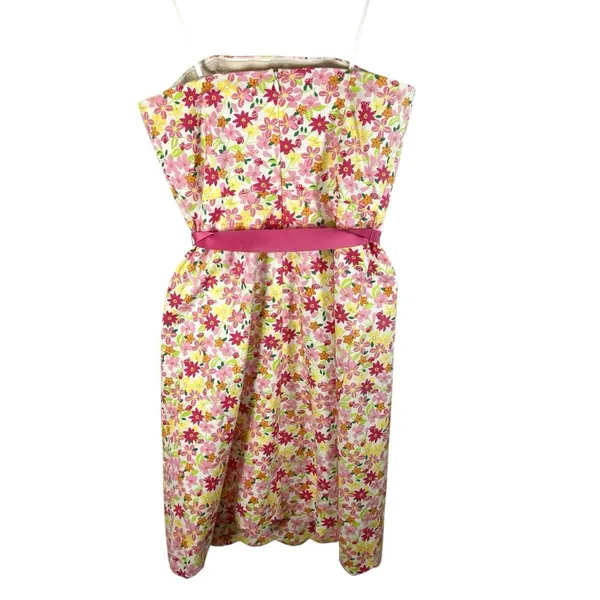 Vtg Lilly Pulitzer Pink Waist Ribbon‎ Tie Floral Lace Strapless Dress EUC Size 4 - Image 2