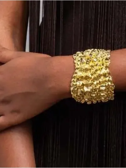 NWOT Alexis Bittar Shiny Gold Sculpted Statement Cuff Bracelet - Image 2