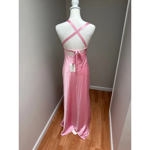Show Me Your MuMu Anderson Maxi Dress Light Pink Luxe Satin Size Small - Image 8