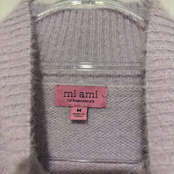 Miami Francesca’s Rosemary Mock Neck Fuzzy Sweater Mini Dress Soft Lilac‎ medium - Image 5