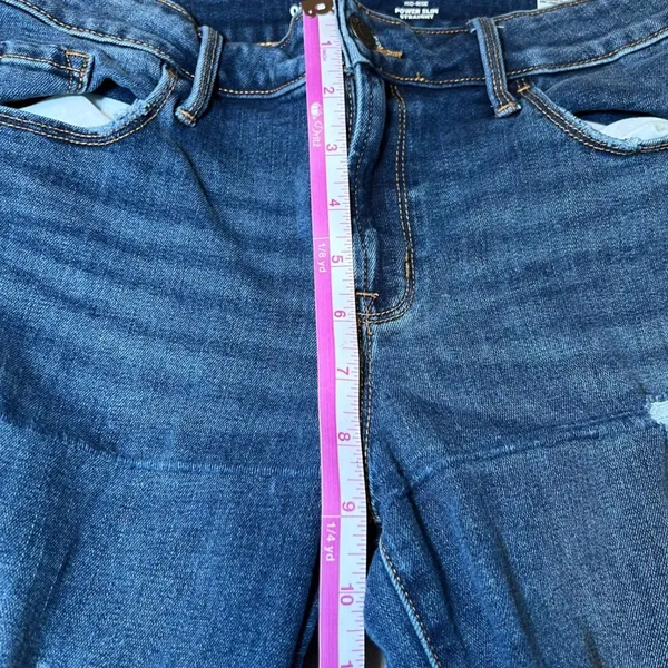 Old Navy Womens Size 6 Power Slim Straight Jeans Distressed Rips Blue Denim‎ - Image 10