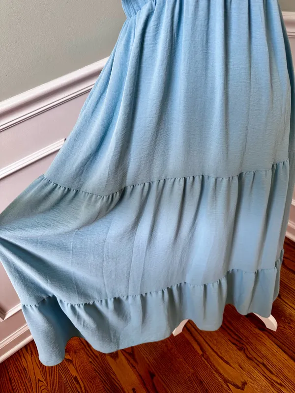 Simplee Apparel Sky Blue Ruffle Maxi Dress Boho Festival - Image 8