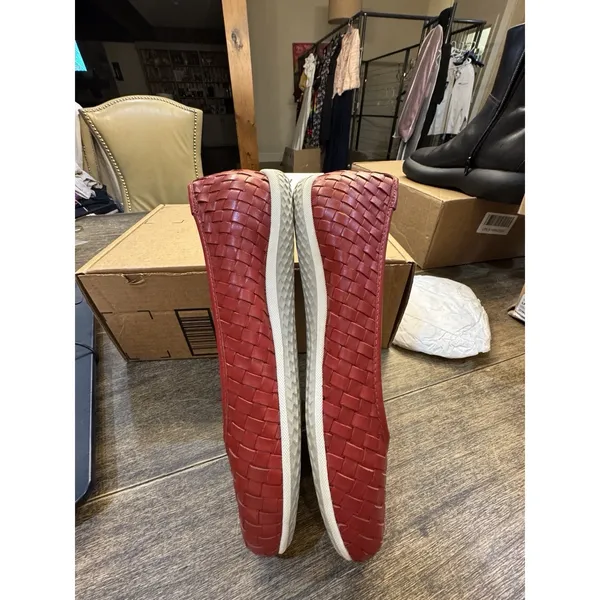 David Tate Womens Dazzle Leather Woven Slip-On Ballet Flats Shoes Size 9.5W Red - Image 8
