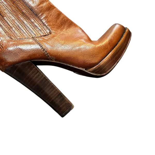 FRYE Size 8 Donna‎ Chelsea Boots Brown Leather Ankle Boots Stacked Heel - Image 12