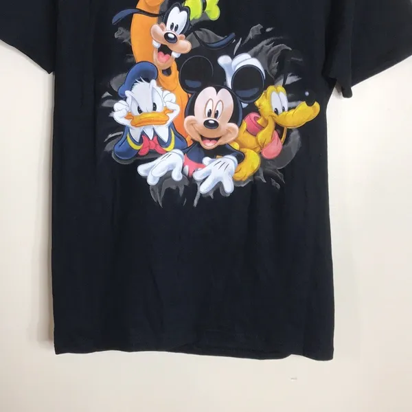 Disney Mickey and Friends Black Short SleeveT-Shirt wrap around print size S‎ - Image 5