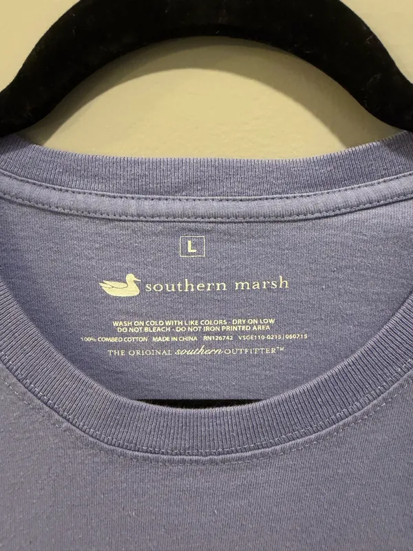Southern Marsh Oversized Fishing Logo Long Sleeve Pocket Tee Purple - Image 4