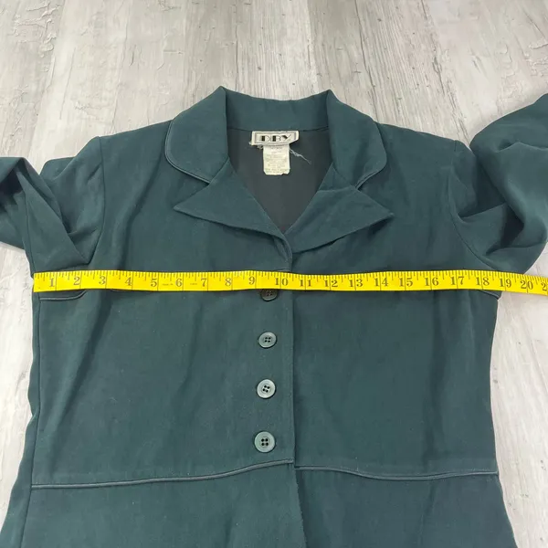 American Vintage Vintage 90s Y2K DBY Green Suede Notched Collar Button Blazer 7/8 - Image 7