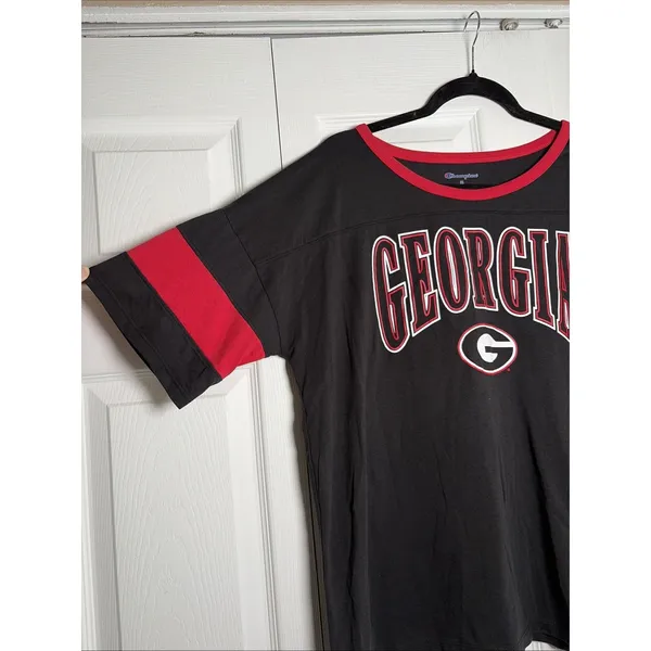 Champion Georgia Bulldogs Jersey T-Shirt Womens Size‎ M Black Red NCAA Cotton - Image 2