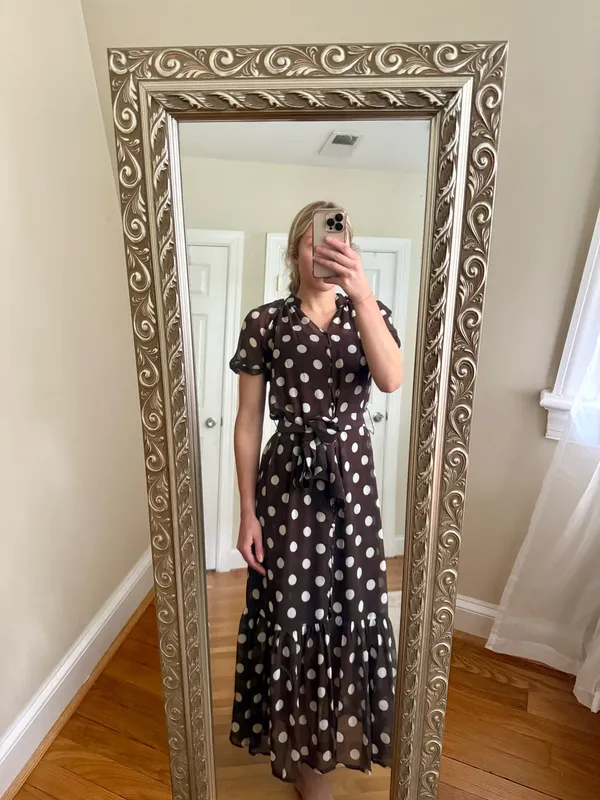 Bailey 44 Polka Dot Short-Sleeve Tiered Dress in Brown - Image 2