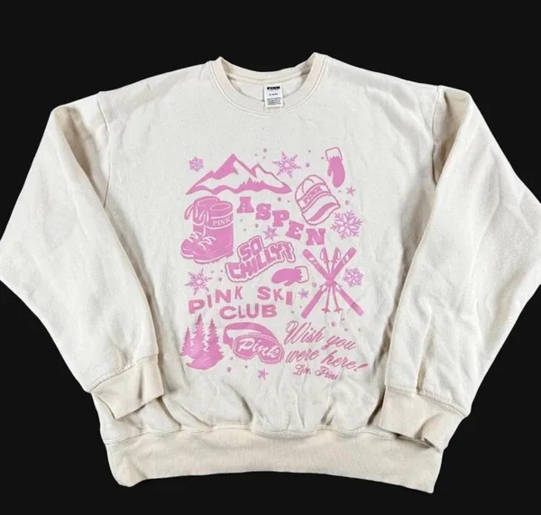 VS PINK Limited Edition Winter Ski Club Crewneck Sweatshirt - Image 2