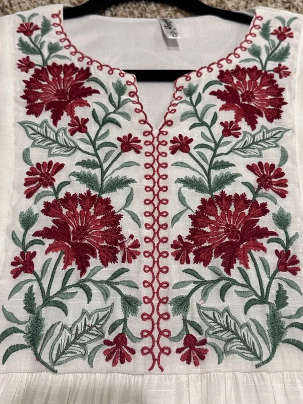 Embroidered cream blouse Red Size XS - Image 7