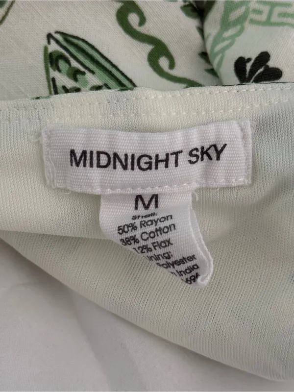 Printed White and Green Cropped Tank - Image 4