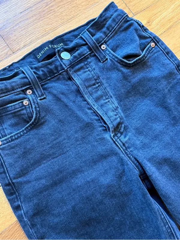 Denim Forum Aritzia the Arlo High Rise Straight Denim Jeans Black‎ size 23 - Image 2