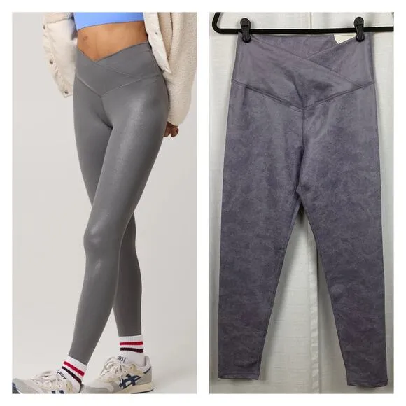 Aerie Offline Shell Purple Real Me High Waisted Crossover Leggings Sz.L NWT - Image 2