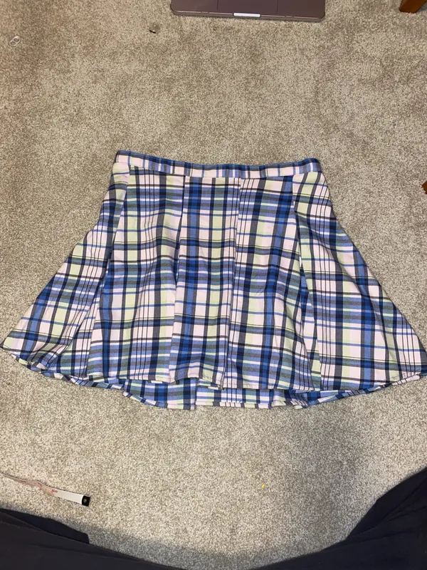 SO Pink Plaid Mini Skirt Blue Size 8 - Image 2