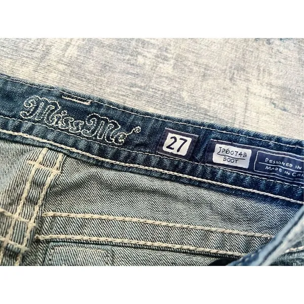 Miss Me Rhinestone Studded Embellished Boot Cut Jeans Size 27" - Image 3