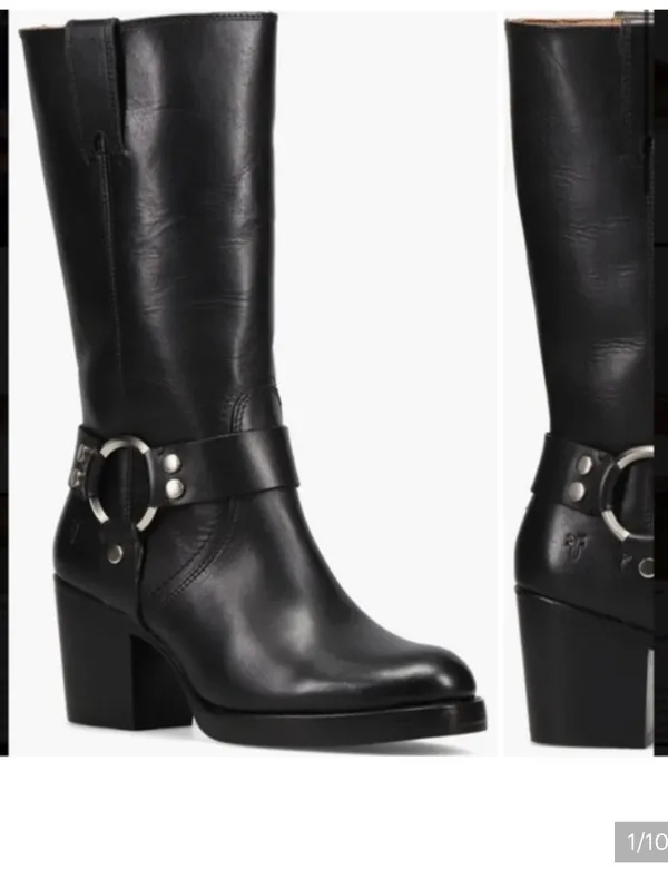 NEW Frye Jean Harness Boots Leather Black Size 8.5 - Image 2