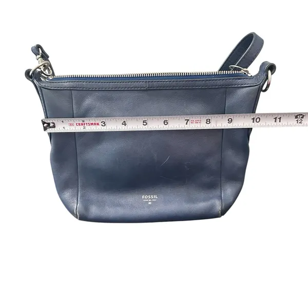 Fossil‎ Navy Blue Genuine Leather Crossbody Shoulder Handbag - Image 5