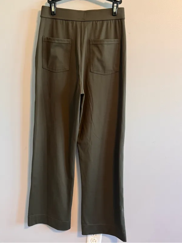 NWT Olive Green Halara High Rise Wide Leg Pants Button Front Career Casual Mediu - Image 4