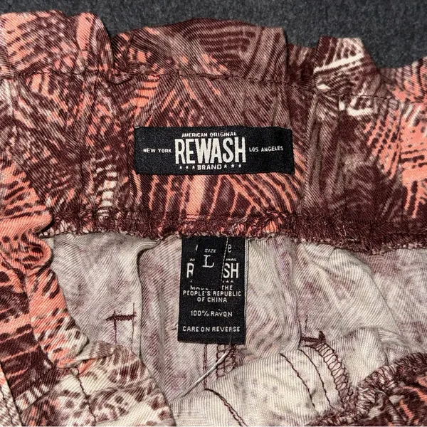 NWT Rewash Paperbag Waist Jogger Pants Abstract Print Belted High Rise Sz Large - Image 8
