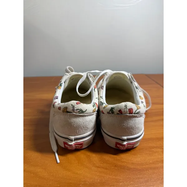 Vans Old Skool Floral Print Cream Suede Low Top Sneakers Womens 6 - Image 5