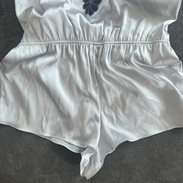 Salua Stardust Silver-Grey & Black Silk Mini Romper Lingerie - Image 10