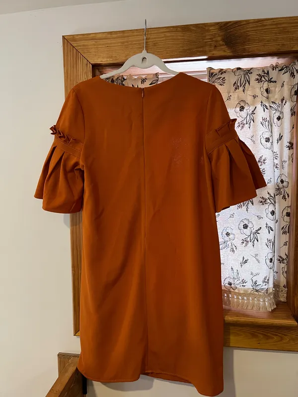 She and sky orange mini dress with ruffle sleeve - Image 4