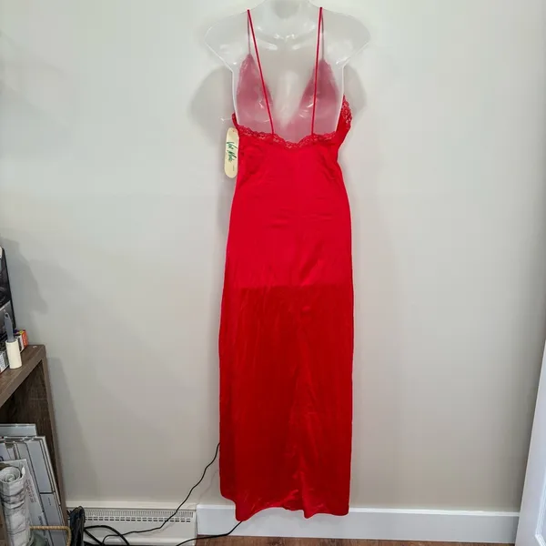 Val Mode True Vintage Sheer Lace Panel lingerie slip dress night gown NWT Large - Image 3