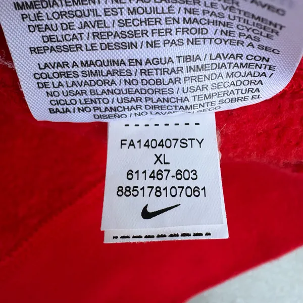 Vintage Nike Swoosh Red Embroidered Fleece Crewneck Sweatshirt Sweater - Image 6