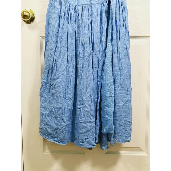 L*Space Calla Smocked Maxi Dress Medium Blue Boho Coastal Resort Beach Summer - Image 9
