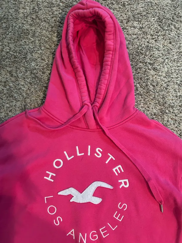 Hollister Hot Pink Hoodie Striped Sleeve - Image 2