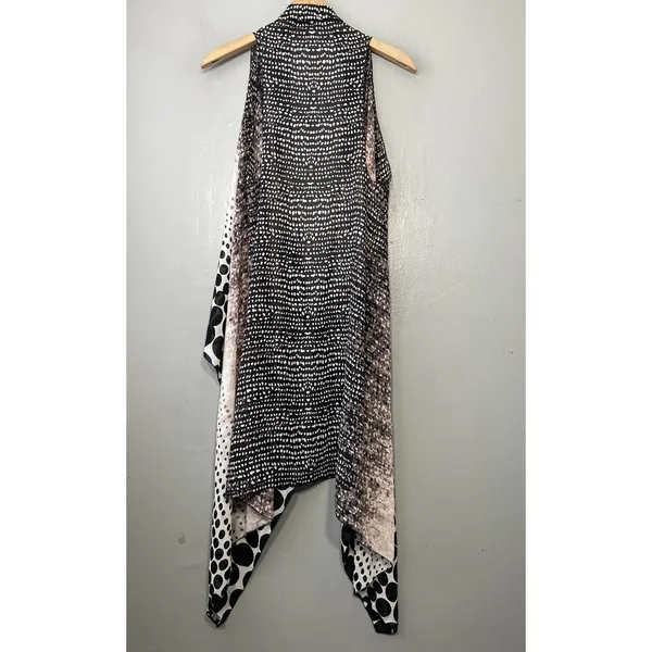 Sheer Asymmetrical Duster Size S M Black Pink Polka Dot Artsy Drape Flowy Chic - Image 7