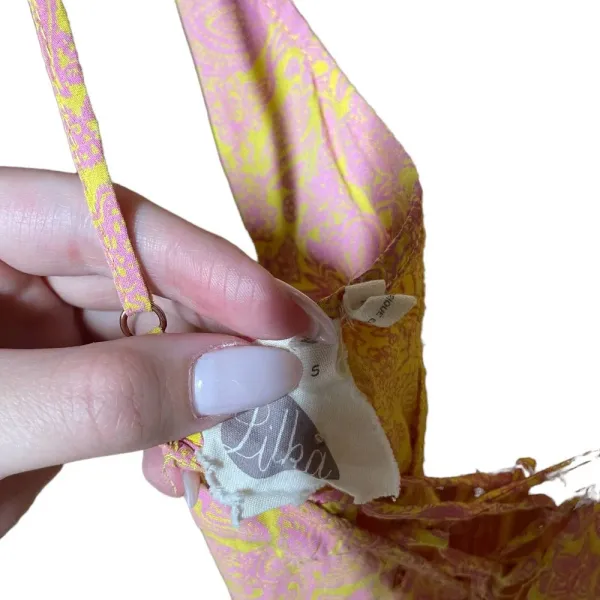 Anthropologie Lilka Saffron Romper Culottes Tie‎ Back Floral Pink Yellow Small - Image 10