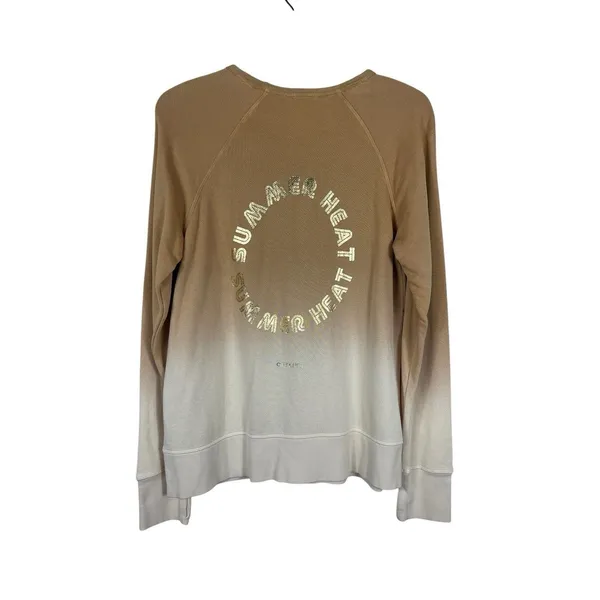 OFFLINE By Aerie Sweatshirt M Tan Cream Ombre Graphic Pullover Athleisure NWT - Image 2