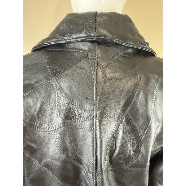 Vintage Maxam Women’s Black Lambskin Leather Jacket Italian Mosaic Size M NWT - Image 5