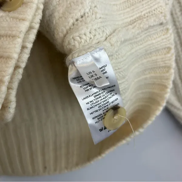 Anthropologie Deep V Wool Blend Oversized Ivory Cardigan Sweater Size Small - Image 12
