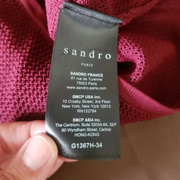 Sandro Sweater Long Sleeve Cropped Open Knit Top Cutout Mesh Quiet Luxury Sz XS - Image 8