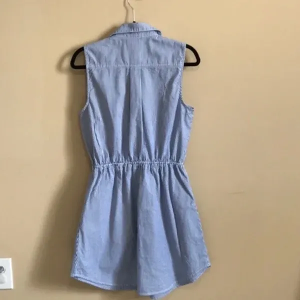 Belle du Jour Blue and White Striped Dress Small - Image 4