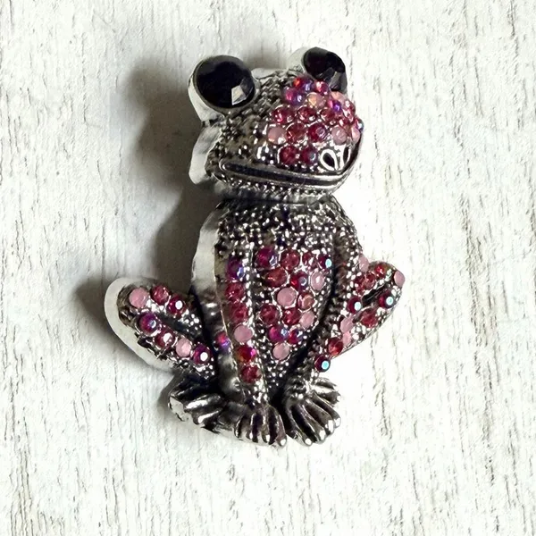 Pink Rhinestone Frog Brooch Pink - Image 3