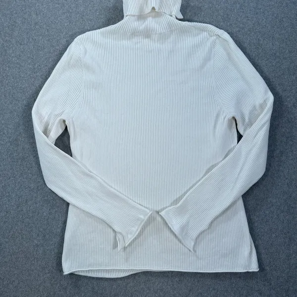 Maeve Anthropologie Ribbed Turtleneck Sweater Womens X-Large Ivory Slit Sleeve - Image 10
