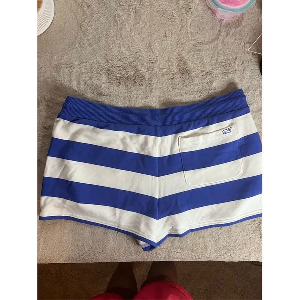 Vineyard Vines Women's Blue Striped Sweat Shorts Size M Elastic Waistban… - Image 4