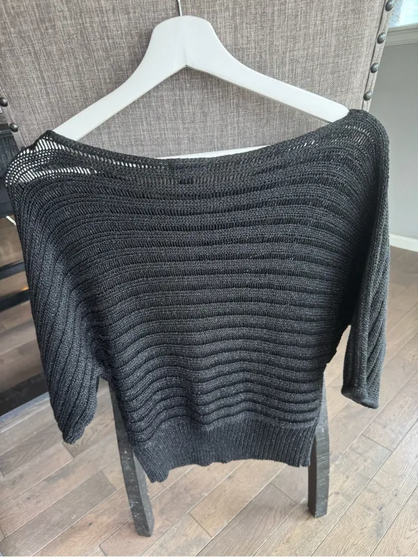 FANG Black Open-Knit Boatneck Sweater - Image 5
